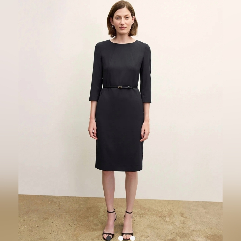 M.M. LaFleur Etsuko Black Minimalist Dress Size 2 Workwear Knee Length Neutral